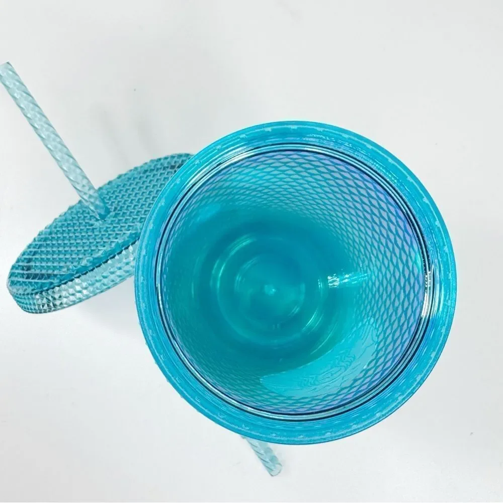 Starbucks Diamond Cut Studded Ombre‎ Glacier Blue Tumbler Cup Blue 16oz Grande
